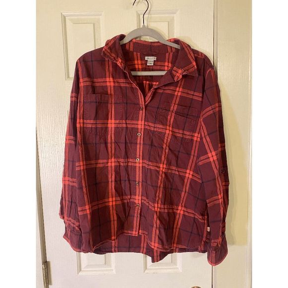 Carhartt Women's Fairview Plaid Shirt Cotton Blouse in Cranberry Red Size XL - Picture 2 of 6